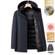 KBXNG劲霸【拆卸连帽水貂毛领+鹅绒内胆】中老年爸爸羽绒服男保暖夹克 藏青色 L 175