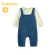 Balabala shopping mall same style Balabala children's clothing baby jumpsuit baby boy crawling suit 2026 new fake two pieces blue tone 00488 90cm