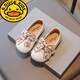 G.duck Little Yellow Duck Girls' Leather Shoes 2025 Spring and Autumn Children's Shoes Little Girls Princess Shoes Soft Sole Bean Shoes Single Shoes Western Style White 23 Inner Length 15cm