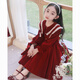 HAL.DUCK girls' dress, stylish and sweet princess style velvet children's skirt plus velvet mid-length red dress skirt red regular 120