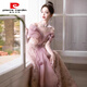 Pierre Cardin pink evening dress for women 2025 new style light luxury niche high-end adult ceremony skirt annual meeting host pink M
