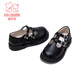 Fuluo Mi Girls' Leather Shoes 26 Spring New British Style Campus Performance Genuine Leather Children's Soft Soled Lightweight Shoes Black 26