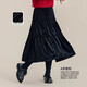 I.KARNOW Girls' Velvet Skirt Autumn and Winter New Children's Mid-Length New Year's Skirt Girls' Winter Thickened Cake Skirt 4551 Black 120