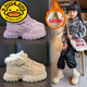 G.duck girls' high-top large cotton shoes boys' winter velvet thickened warm children's sports shoes children's snow boots purple 27 inner length 16.8cm