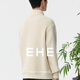 EHE men's air layer pleated three-dimensional texture stand collar zipper drop shoulder fitted sweatshirt men's 2026 spring new style beige, M