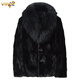VIPOL's new Haining imitation leather raccoon dog fur collar sheep sheared jacket men's short fur one-piece thickened thick jacket black mink style fur one-piece lining 3XL 160Jin Jin equals 0.5kg ---180Jin Jin equals 0.5kg