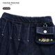 Teenie Weenie Kids 26 years new girls cotton solid color denim pleated skirt pants denim color 110 cm