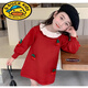 G.duck Girls Sweater Dress 2025 Autumn and Winter New Children's Doll Collar Knitted Dress Baby Fashionable Princess Skirt Red Sweet Cherry Sweater Dress 110 Tag Suitable for 100cm