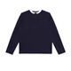 Mayya Plus fake two-piece two-color jacquard woolen top women's Japanese and Korean contrasting color round neck long sleeves navy blue M