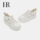 HR Helena women's shoes 2025 winter new thick sole heightening white shoes sneakers round toe laces comfortable and versatile Mi Xing 35
