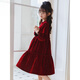 HAL.DUCK girls' dress, autumn and winter new style, shiny gold dress, children's velvet skirt, New Year's dress, girl's princess dress, red glitter gold velvet style, one-piece velvet lining 130