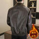 Playboy leather jacket men's velvet jacket winter new trend windproof warm casual light luxury luxury thickened leather jacket 8523 coffee color L recommended 90-105Jin Jin equals 0.5 kg