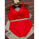 Triumph red underwear and underwear set for women in the year of birth, no rims, small breasts, push-up bra, wedding bride, 2026, year of the horse, 1202 red suit (medium thickness) 75B 34