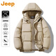 Мужской повседневный пуховик JEEP в стиле ретро, весна 2026, новинка, свободные и удобные модные брендовые модные теплые топы, прозрачный серый, официальный подлинный размер 2XL, рекомендуется 160-175 Jin Jin равен 0,5 кг