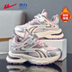 Warrior Girls' Velvet Shoes Winter Children's Warm Cotton Shoes Boys' Sports Dad Shoes WZ-C286L Pink Silver Rice 36