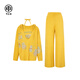 TCH knitted suit for women 25 autumn and winter, fashionable hot diamond design, noble and versatile temperament, quiet luxury style three-piece set, yellow M