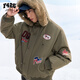 F426 Zhao Lusi's same style winter new American retro hooded fur collar parka cotton jacket military green S