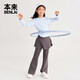 Benlai children's clothing cloud-like soft pleated round neck printed children's long-sleeved T-shirt 2026 spring new style BTW460001 light blue gray 120