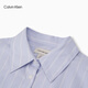 Calvin KleinJeans26 new spring and summer women's casual simple ck embroidered cotton poplin loose striped long-sleeved shirt 3T4-blue background with white stripes S
