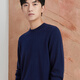 Deer King All Cashmere Cashmere Sweater Men's Cashmere Knit Sweater Round Neck Casual Bottoming Pullover Versatile Style Sapphire Blue L 175/92A