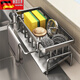 Tuojin kitchen rack sponge drain rack faucet sink sink dishwashing supplies rag storage drain rack flagship model carbon steel black slope drain basket + rag rack
