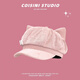 Parmaito cat-ear beret, female niche two-dimensional subculture sweet octagonal hat, big head circumference, small face, pink, one size fits all