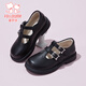 Fuluo Mi Girls' Leather Shoes 26 Spring New British Style Campus Performance Genuine Leather Children's Soft Soled Lightweight Shoes Black 26