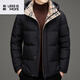 丨Lilang丨Lilang Men's Down Jacket Winter New Business Casual Middle-aged Stand Collar Hooded White Duck Down Men's Warm Jacket Black M 170