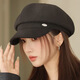 Changyin new hat women's fashionable big head circumference showing face small duck tongue octagonal hat elegant fine lines British retro beret gray one size fits all - adjustable size