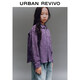 UR new winter children's clothing girls casual floral lapel patch pocket denim shirt UGH850006 purple print 140
