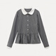 EGGKA doll collar ruffle design black plaid shirt women's French sweet top E25A60427YL black plaid S
