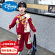 Disney Boys' Winter Suit Red Velvet Clothes Handsome Baby Winter New Year's Clothes Children's Thickened Sweatshirt Ultraman Red Splicing Style 90 cm (recommended height is about 85cm)