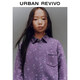 UR new winter children's clothing girls casual floral lapel patch pocket denim shirt UGH850006 purple print 140