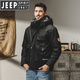 JEEP SPIRIT吉普美式连帽羽绒服男冬季2025年新款宽松户外工装外套男秋冬款 绿色 M 适合95-120斤