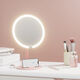 LED makeup mirror with light desktop women's fill light mirror dormitory desktop eyebrow pencil storage bucket home extra large dressing mirror white-three-color fill light alloy rotating stand mobile phone holder battery life standby 0 days - no LED light with high-definition alloy mirror