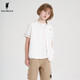 POLOWALK children's summer shirt boys' short-sleeved top shirt comfortable and fashionable white 110 cm
