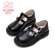 Fuluo Mi Girls' Leather Shoes 26 Spring New British Style Campus Performance Genuine Leather Children's Soft Soled Lightweight Shoes Black 26