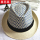 Xisu Lai various fashion retro plaid houndstooth unisex versatile linen contrast jazz straw hat sunshade hat coffee adult 58 head circumference