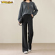 Early diameter winter velvet trousers, black bootcut trousers with splicing and slits, new slimming stretch casual, high waist and drape for small people, black plus velvet - nine-point small person XL 29/recommended 115 Jin Jin equals 0.5 kg -125 Jin Jin equals 0.5 kg