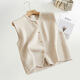 She pool single breasted vest 2025 autumn new women's round neck sleeveless knitted vest simple vest
