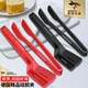 Crazy Shark Frying Fish Spatula Clamp Multi-Function Steak Special High Temperature Resistant Non-stick Pan Food Food Grade Silicone Clamp Kitchen Food Grade (Frying Spatula Clamp + Food Clamp) - Red - Value Pack