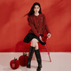Xiangying New Year's jersey red sweater cardigan women's short 2026 spring new heavy industry sequined beaded sweater red L 165/88A/110-125Jin Jin equals 0.5 kg
