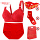 Yalu Big Red Set Gathered Plus Size Mother's Zodiac Year Underwear Bra Women's Wireless Middle-aged and Elderly Festive Bra 6680 Red Set/Pack 85B 38C Recommended 110-120Jin Jin is equal to 0.5 kg