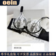 Oein Light Luxury Brand Women's Underwear Women's Small Breast Push-up Anti-sagging Bra Breast-Reducing Bra Set Black-Single Piece 70A 32