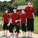 Fangtou loves each other, family portrait clothes, Republic of China style parent-child clothing, summer family portrait, Hanfu T-shirt trend 1 red single top 90 children (16-23Jin Jin is equal to 0.5 kg)