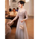 Rich annual meeting host evening dress, high-end female new banquet evening dress, light luxury, high-end niche host, silver gray M