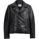 COACH SS24 solid color zipper lapel long-sleeved leather jacket for men black black S