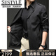 SUSTYLE高端男装2025年春秋新款印花短款风衣男青年时尚潮牌风衣外套气质 黑色 M