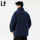 CHOCOOLATE it American retro stand collar casual down jacket for men in winter new trendy brand all-match warm and cold-proof bread coat Navy Blue S Recommended 80-100Jin Jin equals 0.5 kg