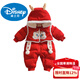 Disney baby down jacket jumpsuit baby New Year's greeting suit thickened and velvet to keep warm when going out for the New Year full month 100 days old color N81 red (new goods) 66cm recommended 7-12 Jin Jin equals 0.5 kg
